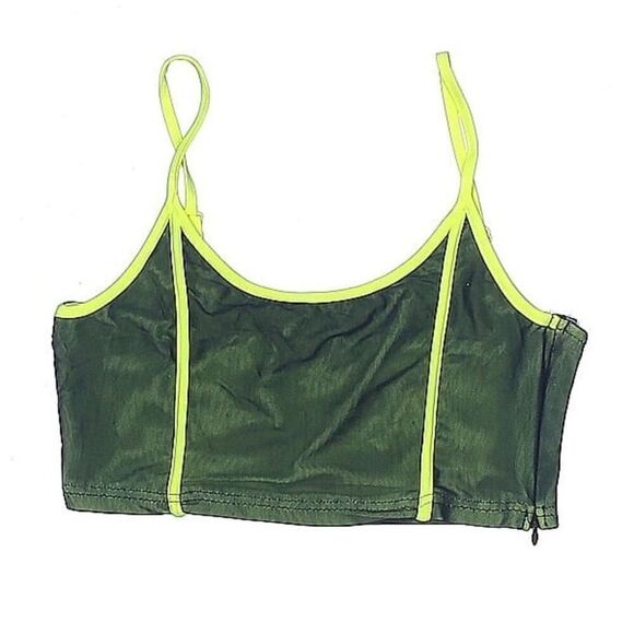 Superdown Green & Yellow Moriah Contrast Mesh Crop Top - Picture 7 of 8